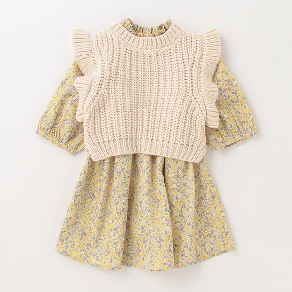 Narumiya Online ナルミヤ オンラインの公式通販サイト リンク 花柄ワンピースベストセット 80cm 薄カーキ キッズ