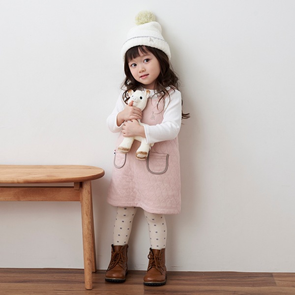 キルトジャンパースカート【日本製】(80-90cm ピンク): ベビー