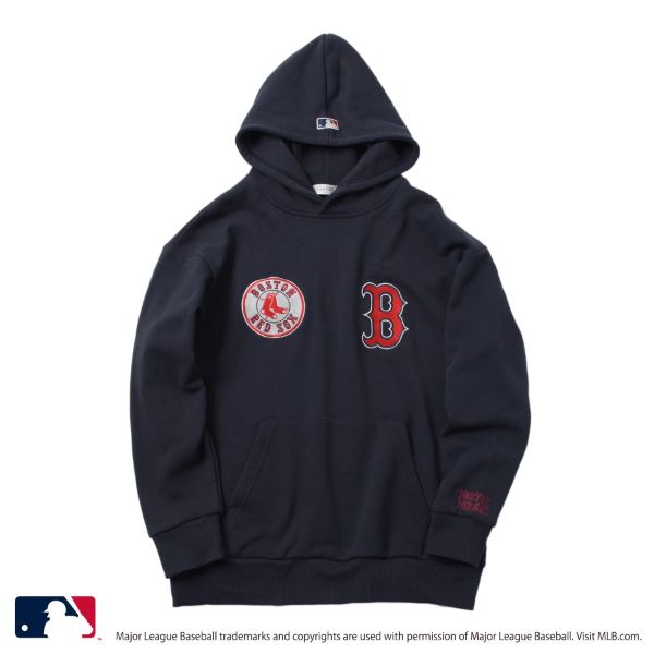 【MLB】裏毛チーム刺しゅうワッペン付きパーカー