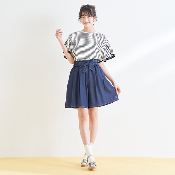 パイピングフレアスリーブTシャツ