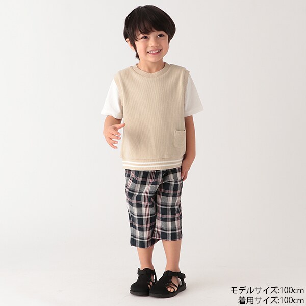 リンク】5分丈チェックハーフパンツ(80cm 紺): キッズ ナルミヤ オンライン公式サイト