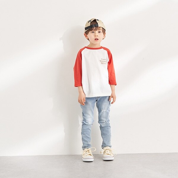ビッグシルエット7分袖ラグランTシャツ【PTPR】(100cm グレープ 