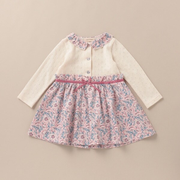 Narumiya Online ナルミヤ オンラインの公式通販サイトオーガニックコットン ホーキングブライス切替ワンピース 日本製 80 紺 キッズ