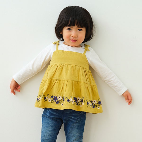 ティアード刺しゅう長袖チュニック