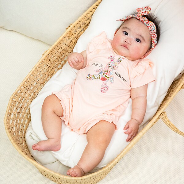 リバティファブリックモチーフショートオール(70cm ピンク): 新生児 ナルミヤ オンライン公式サイト