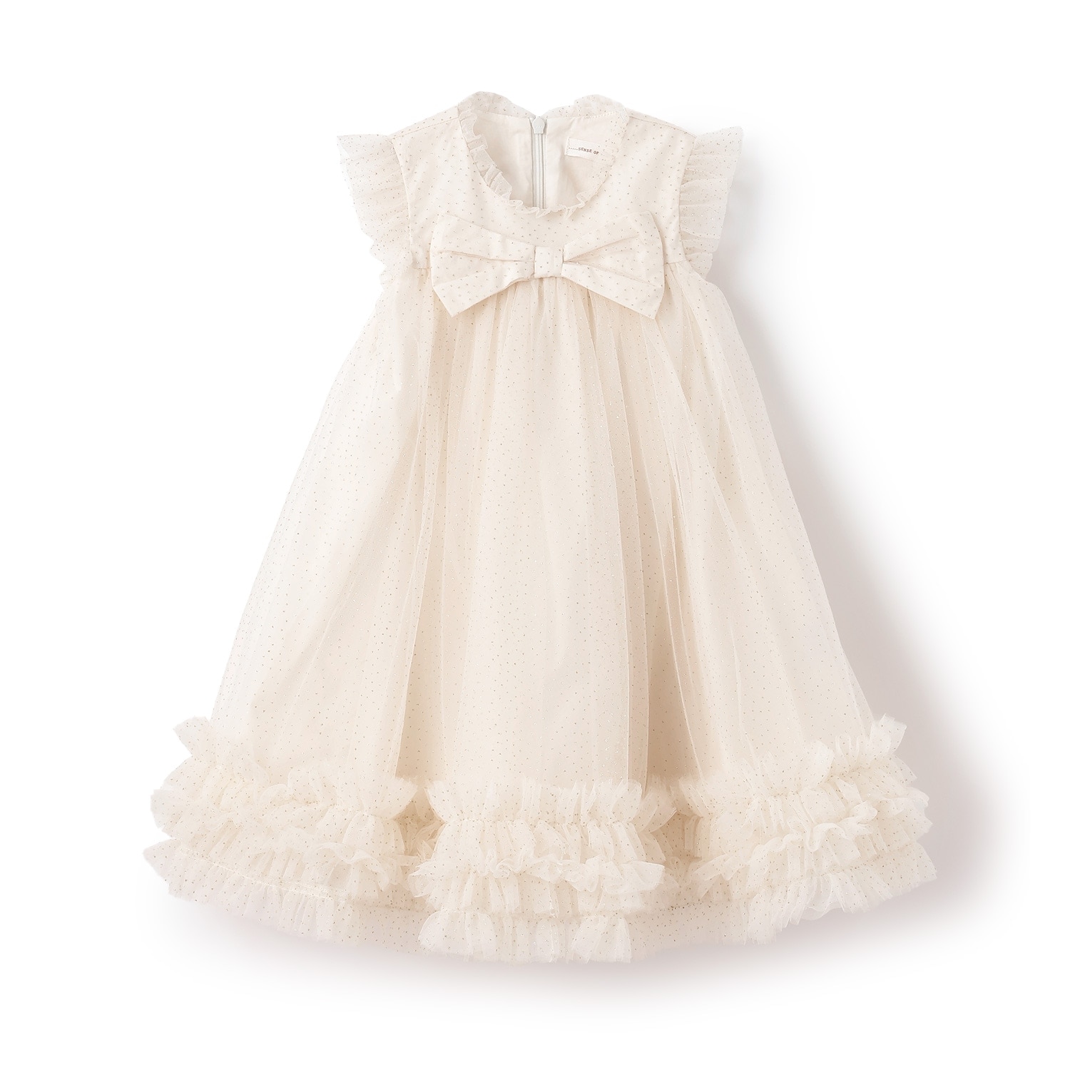 ドットチュールリボンドレス