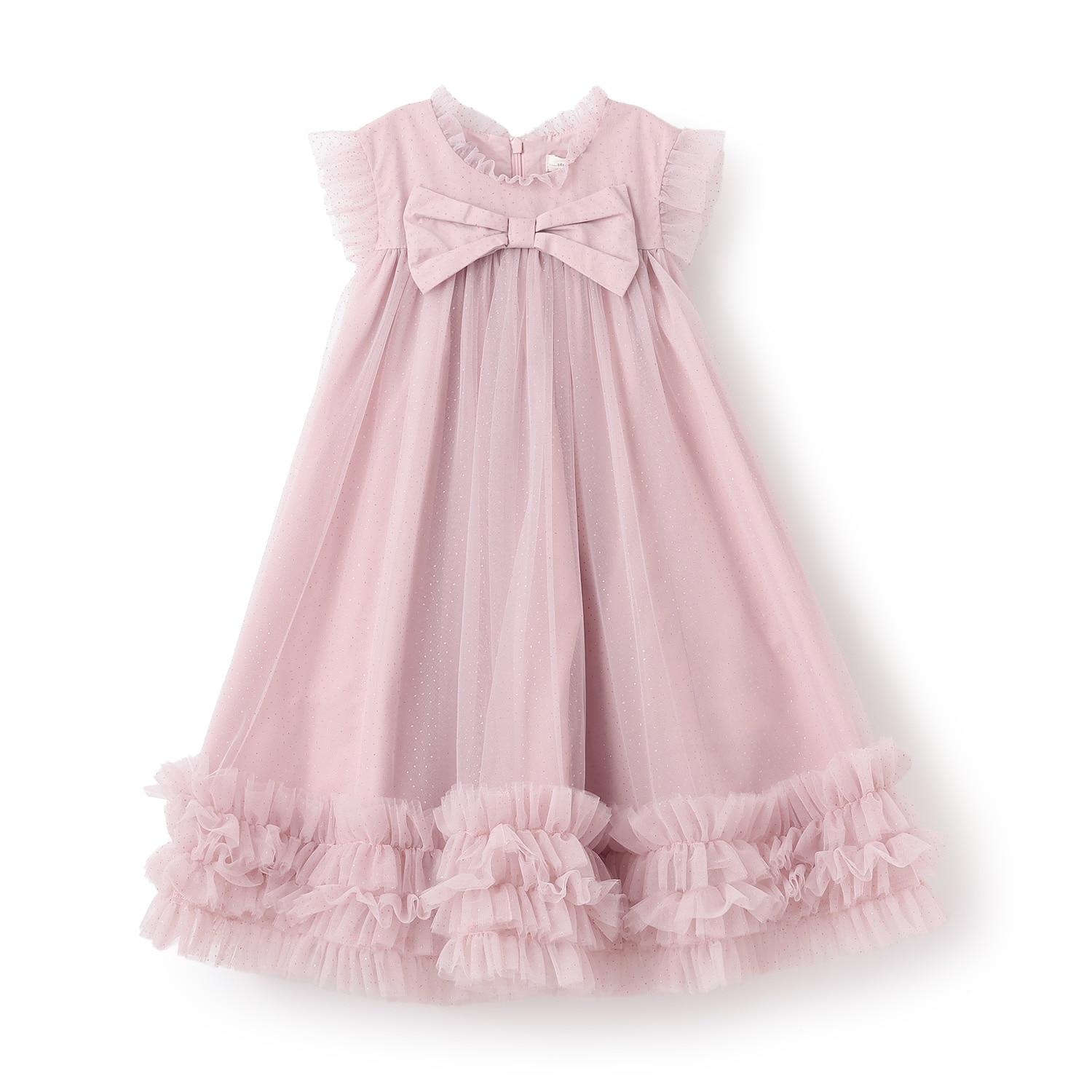 ドットチュールリボンドレス