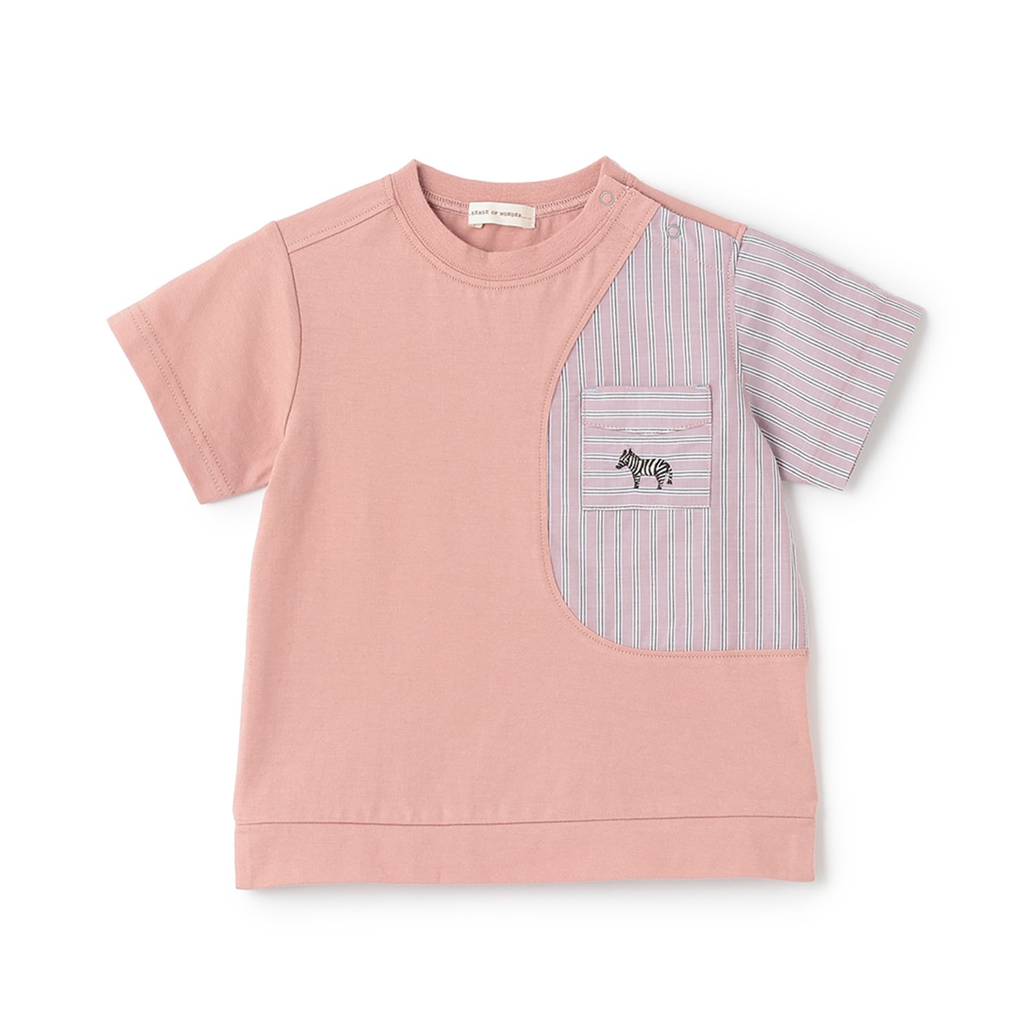 接触冷感ストライプ切り替え半袖Tシャツ