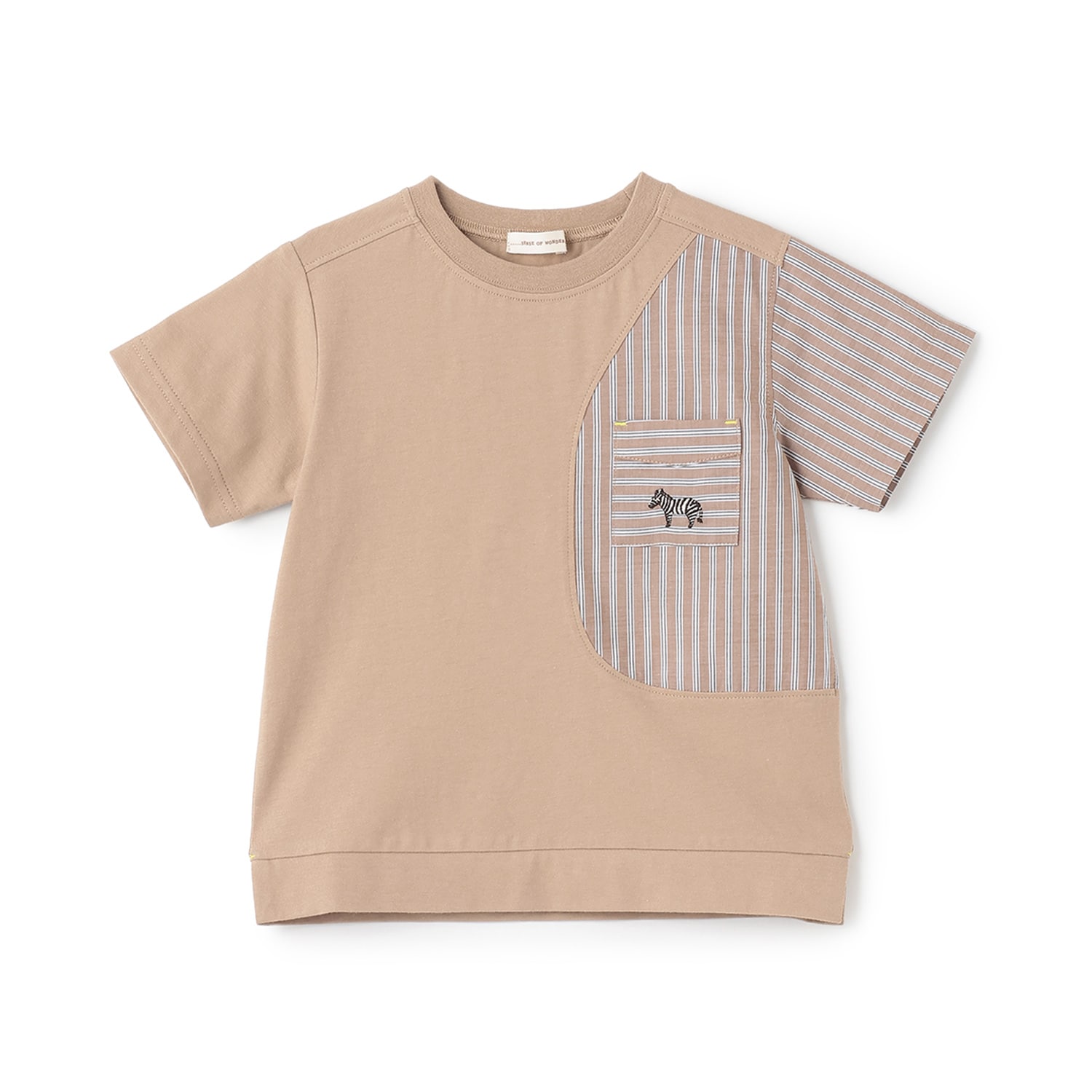 接触冷感ストライプ切り替え半袖Tシャツ