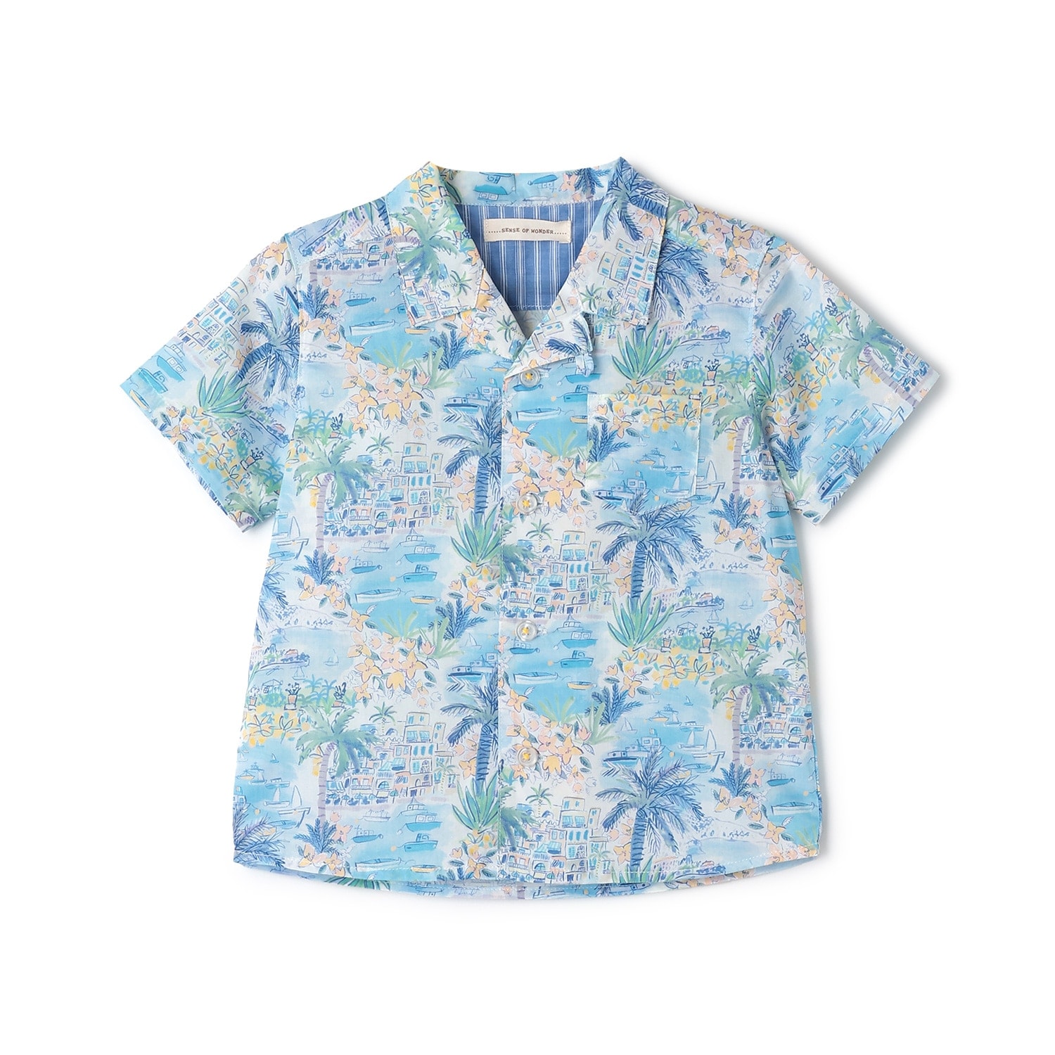 リバティプリント開衿シャツ