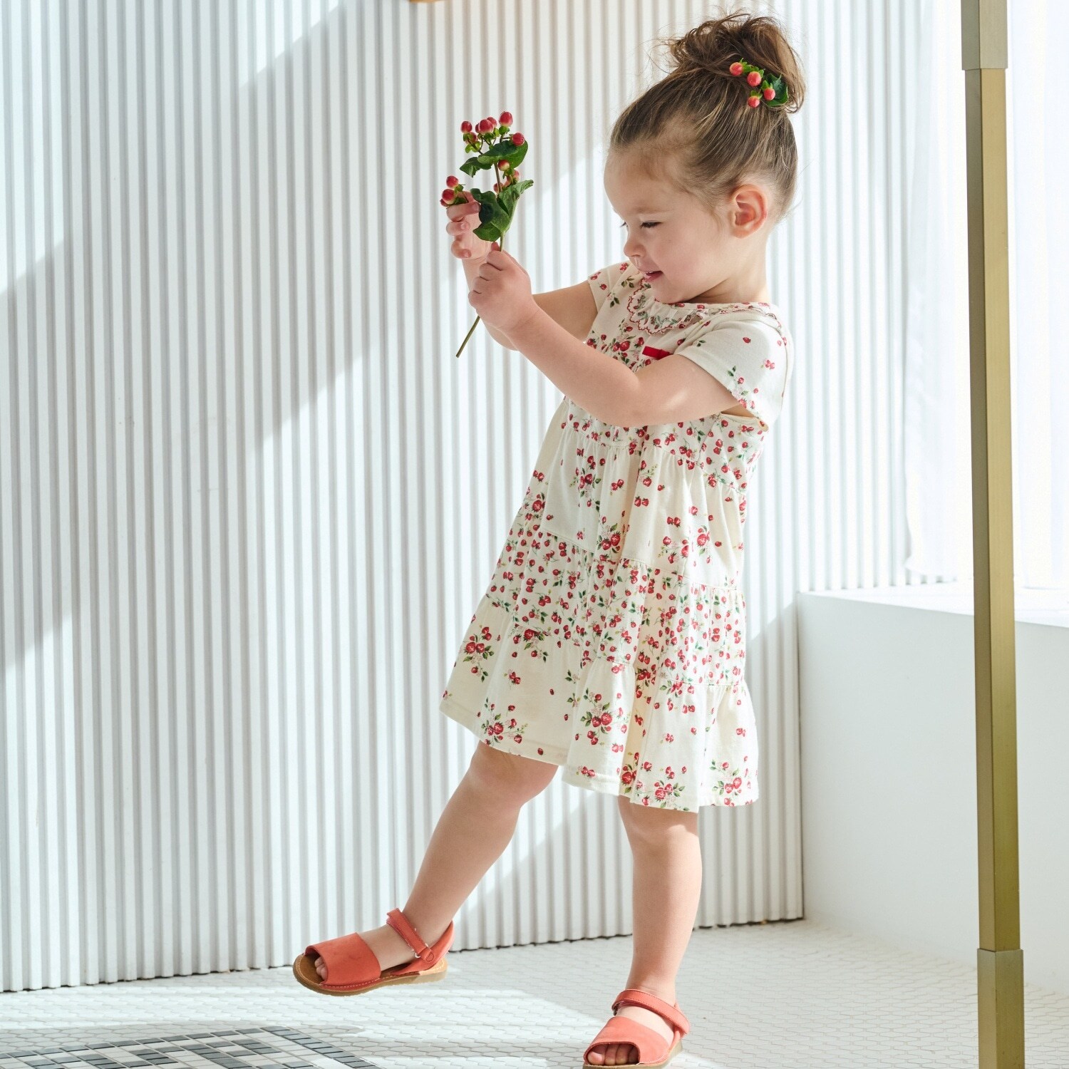 野イチゴティアードワンピース【オーガニック】【日本製】