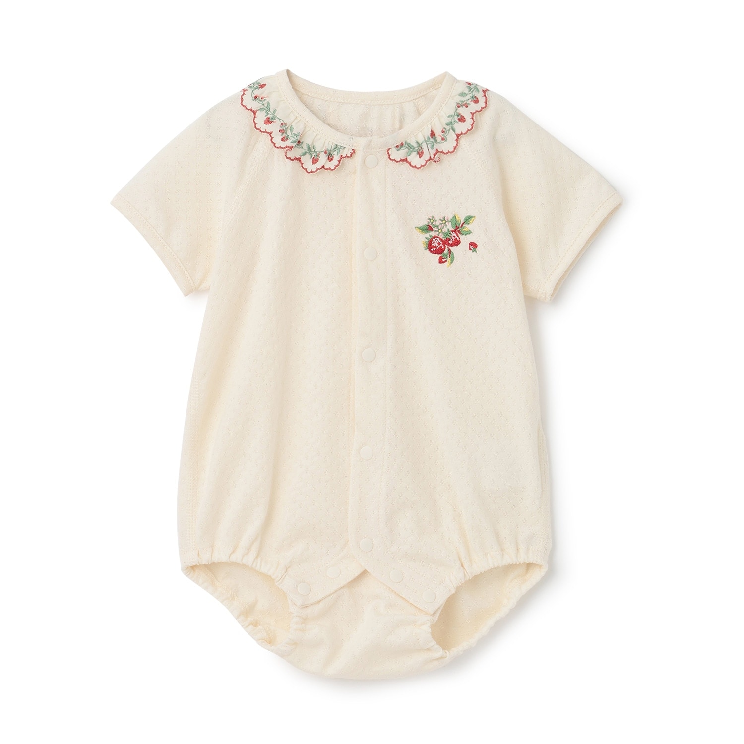 オーガニック野イチゴ刺しゅうボディスーツ