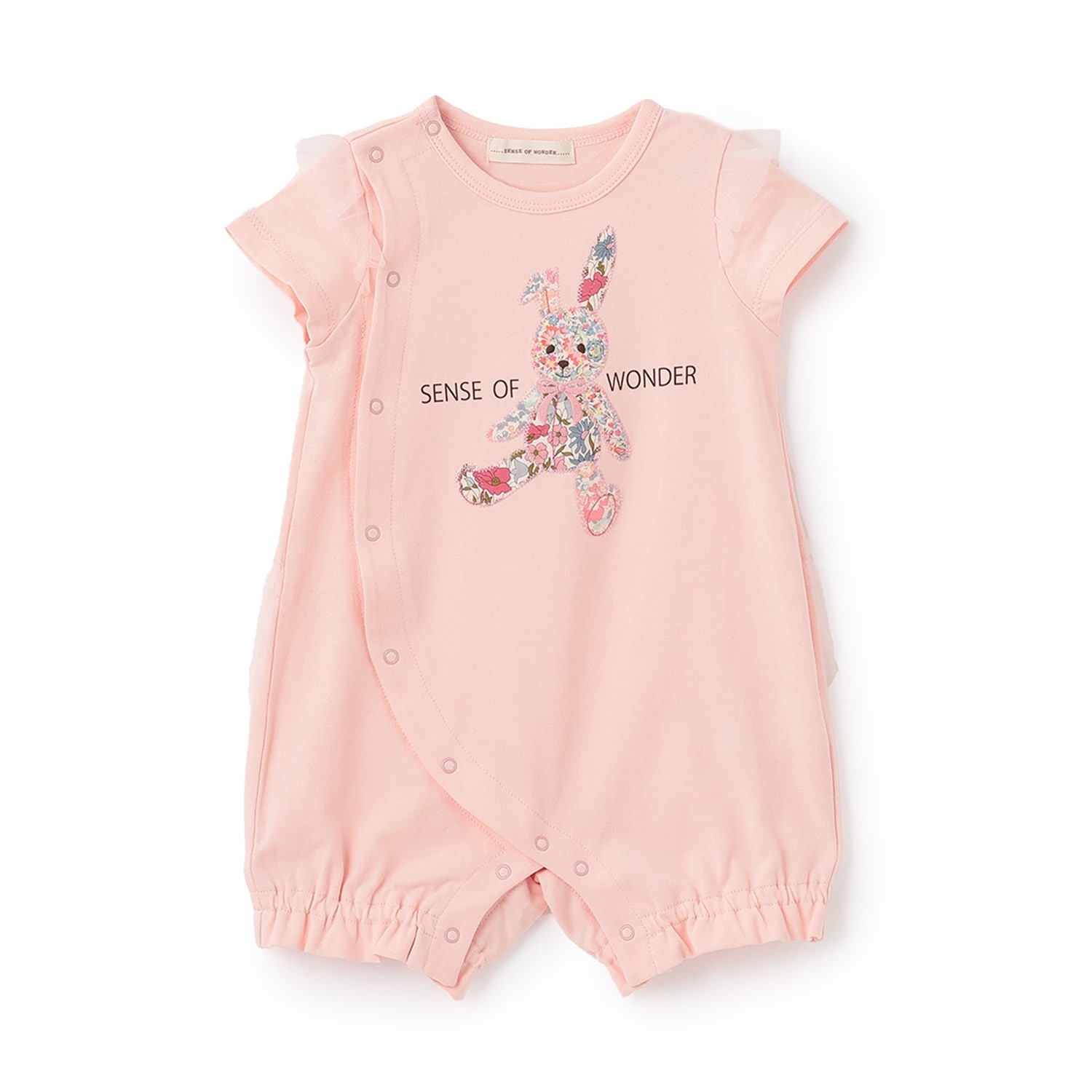 リバティウサクマアップリケ半袖ショートオール