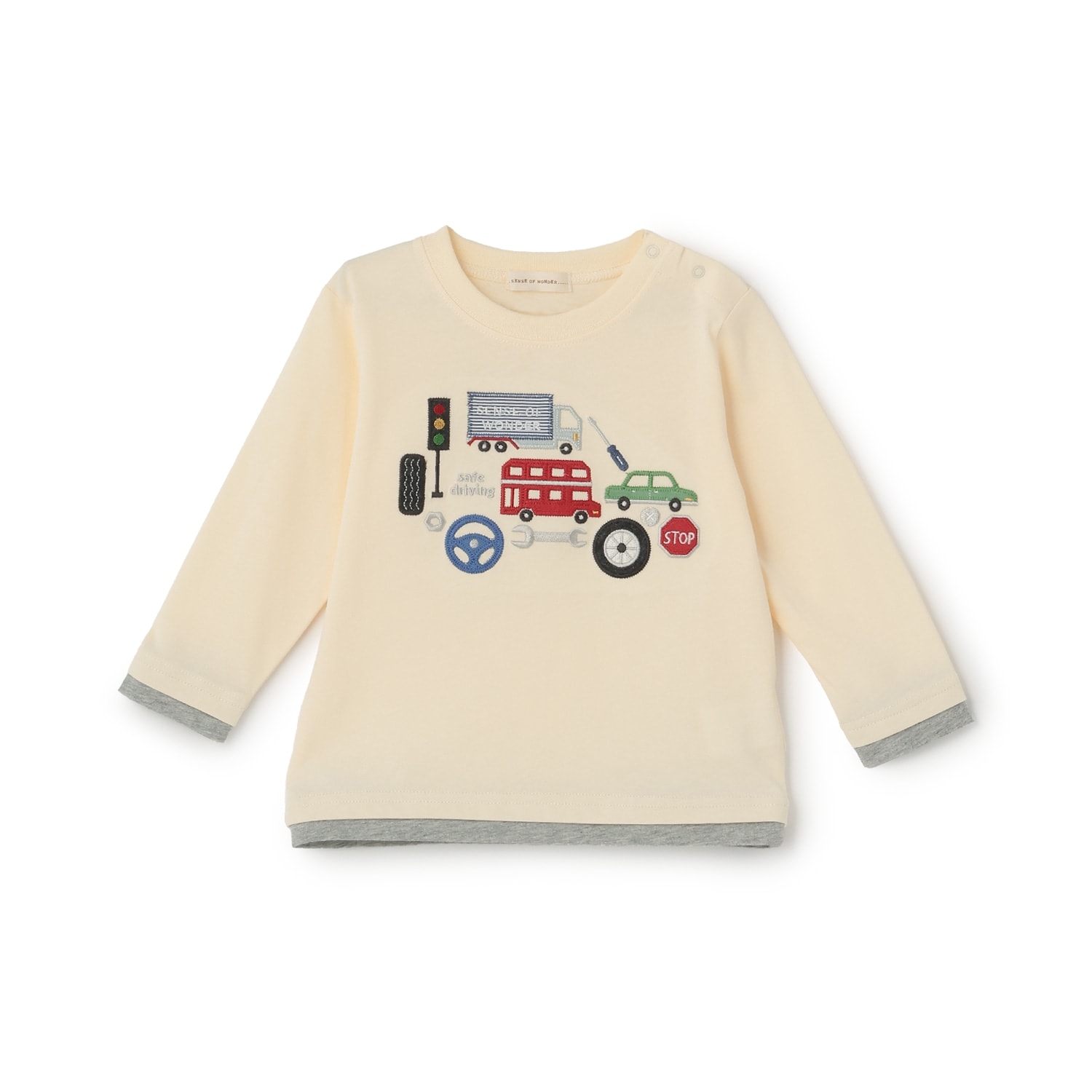 乗り物アップリケ長袖Tシャツ(80cm ブルー): キッズ - ナルミヤ