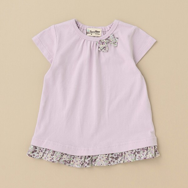 小花柄リボン半袖Tシャツ