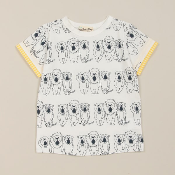 三匹アニマル総柄半袖Tシャツ