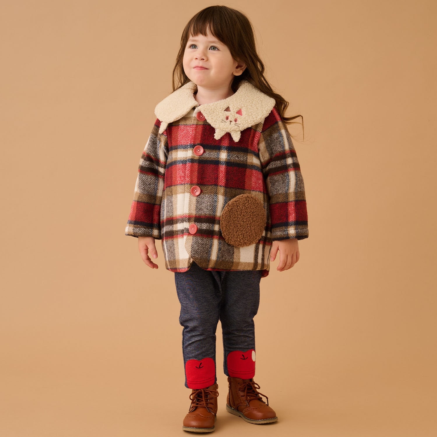 ネコ衿チェックコート