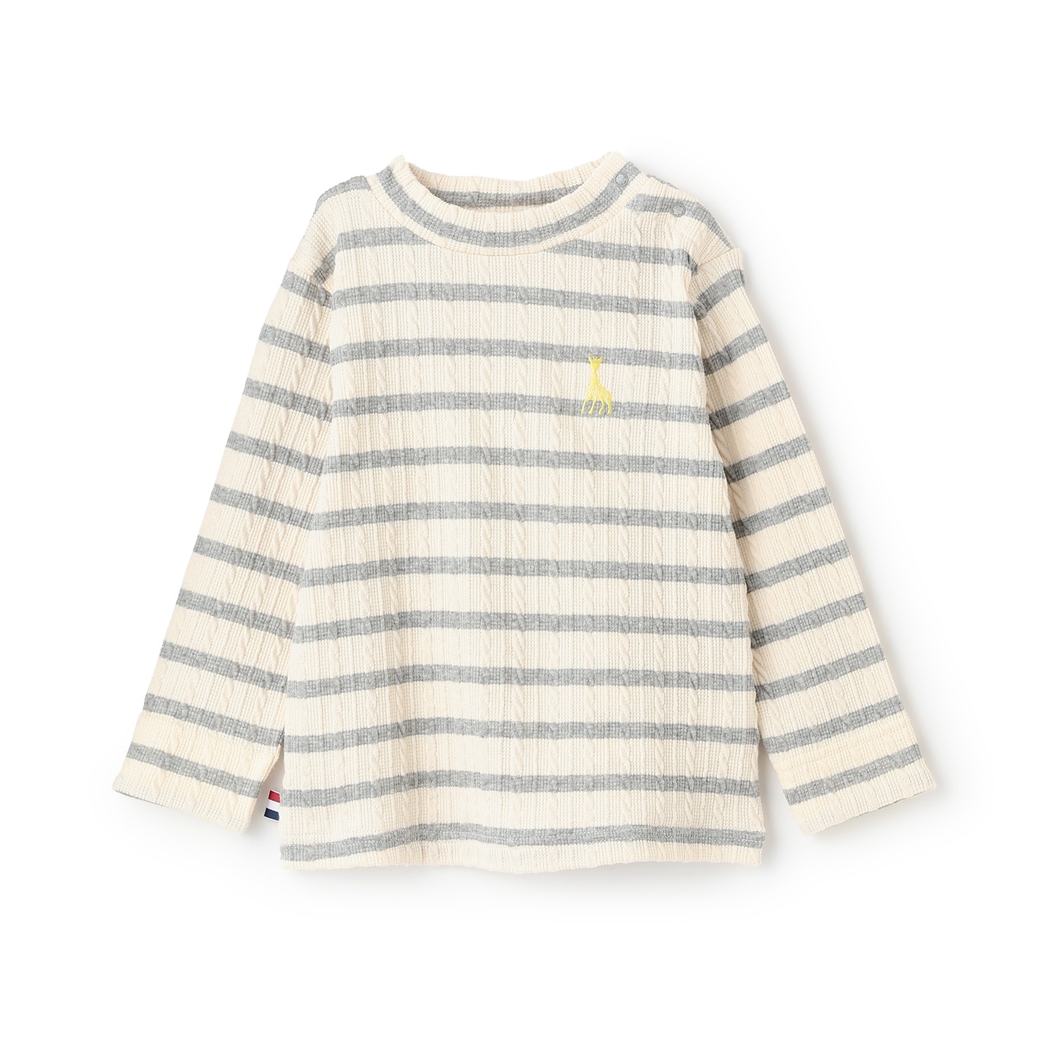 ジャカードボーダー長袖Tシャツ【日本製】(80cm 紺): ベビー