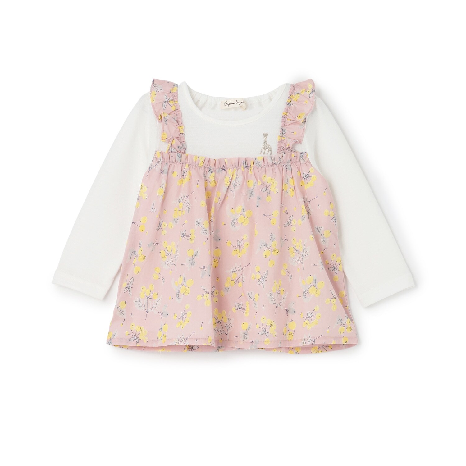 実と葉っぱ柄レイヤードチュニック【日本製】