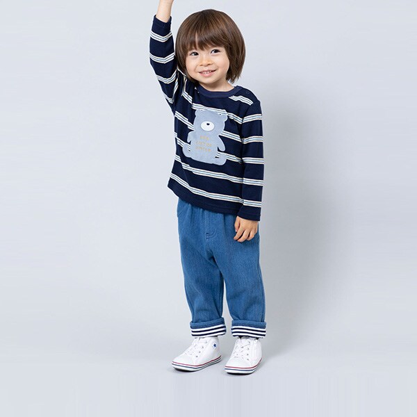 くま耳デニムニットパンツ（80～90）