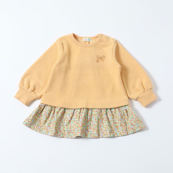 レイヤード風小花柄切り替えチュニック(90)