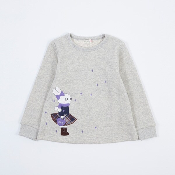 mimiちゃんアップリケの裏毛トレーナー(140~150)