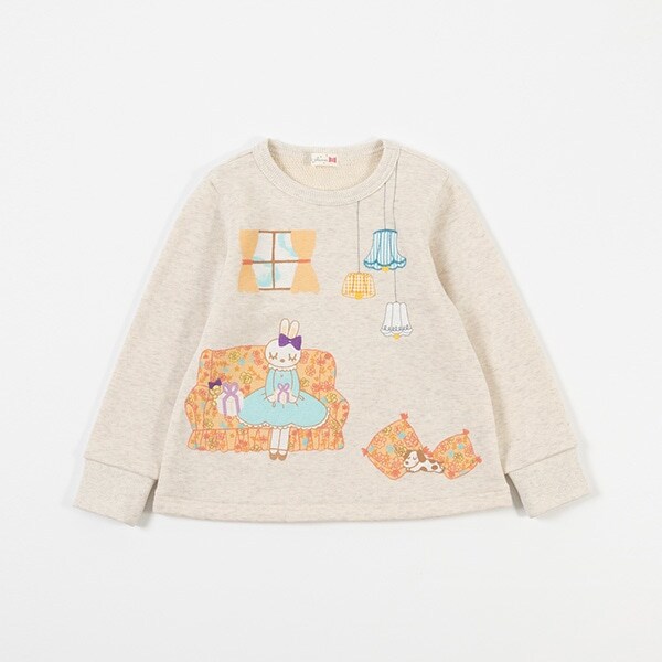 お部屋のmimiちゃんアップリケ裏毛トレーナー(100~130)