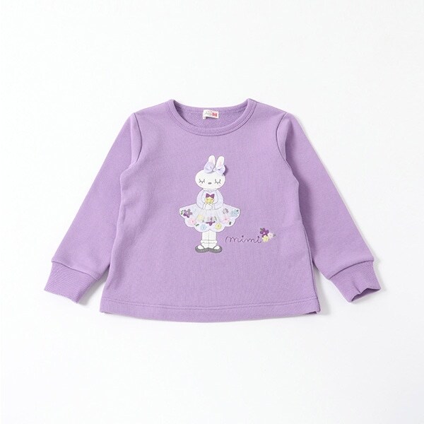 mimiアップリケ 裏毛トレーナー