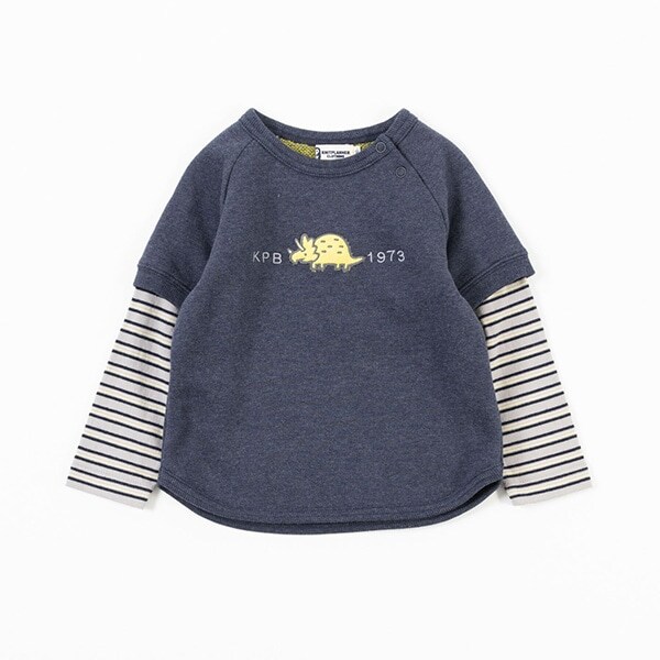 ボーダーレイヤード風裏毛トレーナー(80~90)