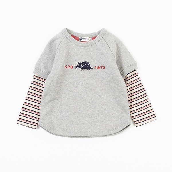 ボーダーレイヤード風裏毛トレーナー(80~90)