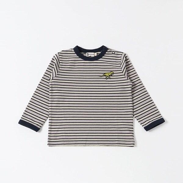 天竺マルチボーダー柄薄起毛長袖Tシャツ（80～90）