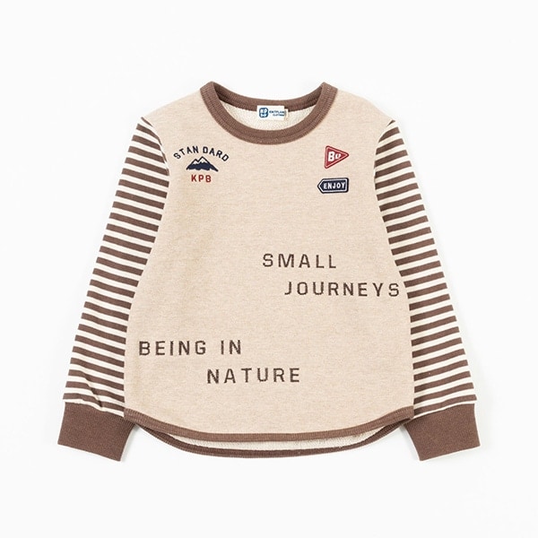 ロゴワッペンボーダー袖トレーナー(100~130)