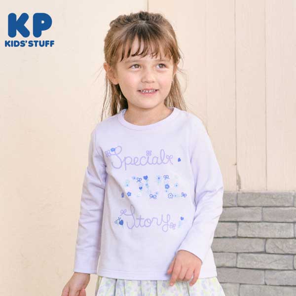 ロゴと小花刺しゅうの長袖Tシャツ(110～130)