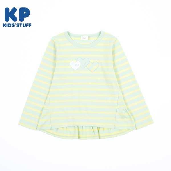 ハートアップリケのボーダー長袖Tシャツ(140~160)