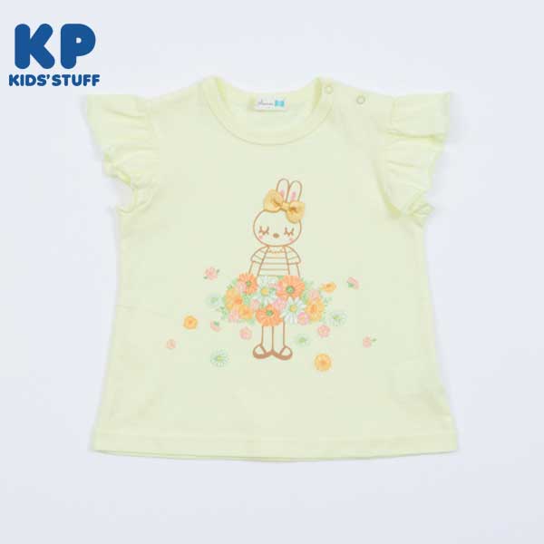 お花のうさぎ半袖Tシャツ(80～90)