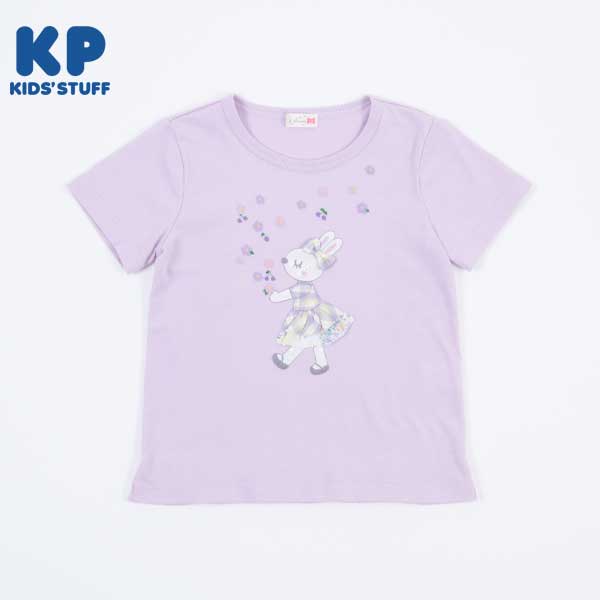 チェックのうさぎアップリケ半袖Tシャツ(140~160)