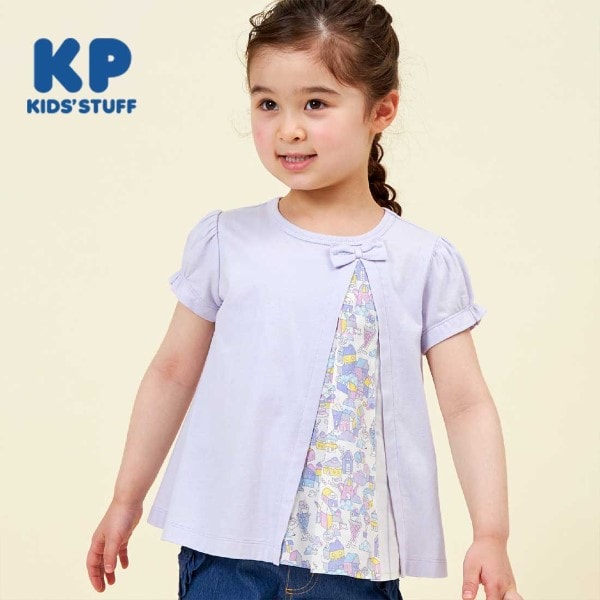 おやつの街プリント切り替え半袖Tシャツ(100~130)