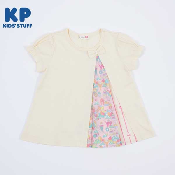 おやつの街プリント切り替え半袖Tシャツ(140)