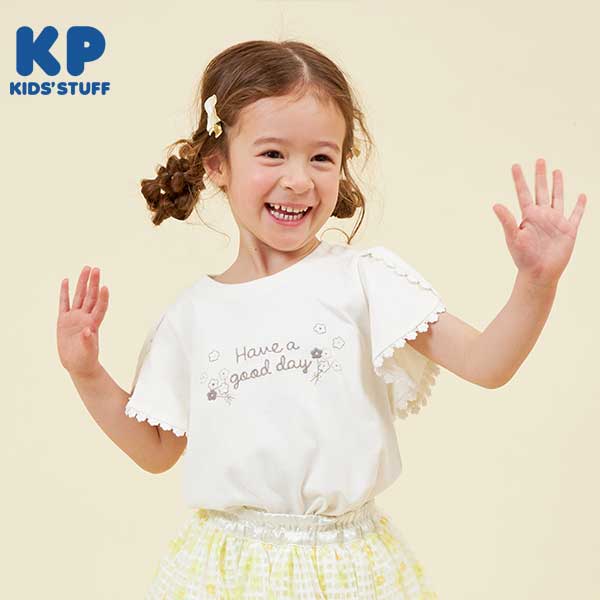 【TioTio抗ウイルス加工】袖レースの半袖Tシャツ(110~130)