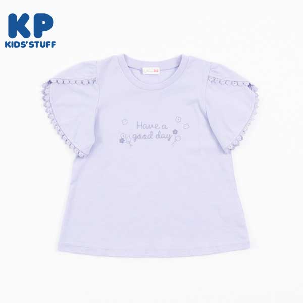 【TioTio抗ウイルス加工】袖レースの半袖Tシャツ(140～160)