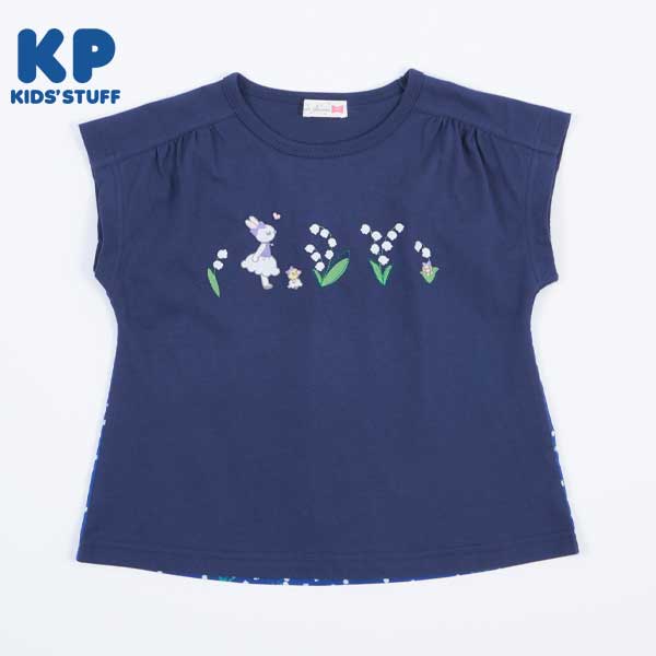 うさぎのスズラン柄後ろ切り替え半袖Tシャツ(140～160)