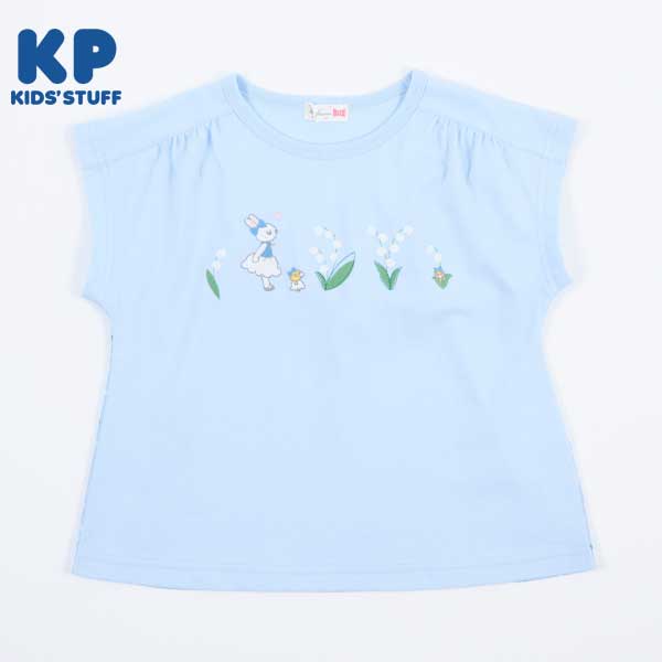 うさぎのスズラン柄後ろ切り替え半袖Tシャツ(140～160)