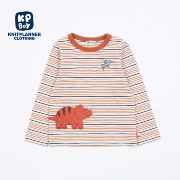 KP BOY ロンTセット 140 KPBOY 恐竜のマルチボーダー長袖Tシャツ(80～120)(80cm 紺