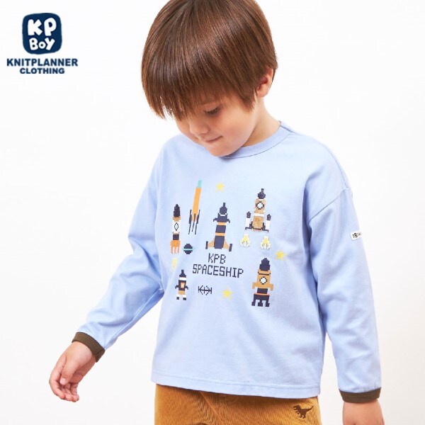 KPBOY シリコンブロックプリント長袖Ｔシャツ(80～150)
