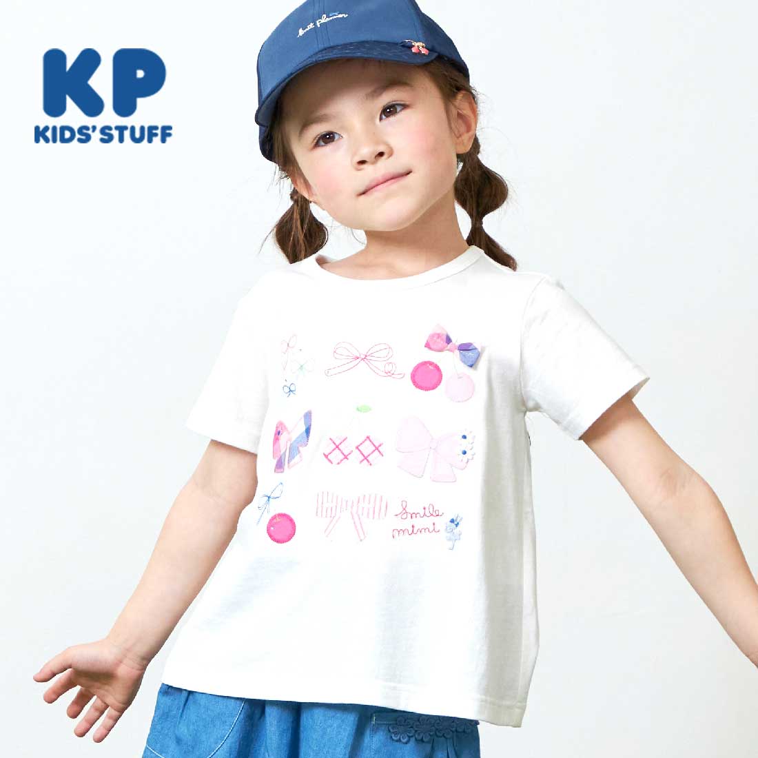 KP(ケーピー)リボン&チェリー半袖Tシャツ100~130