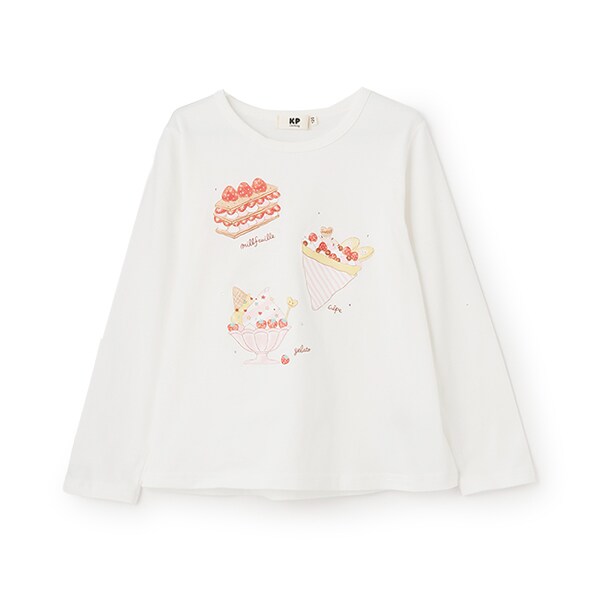 いちごスイーツプリント長袖Tシャツ(100-140cm)