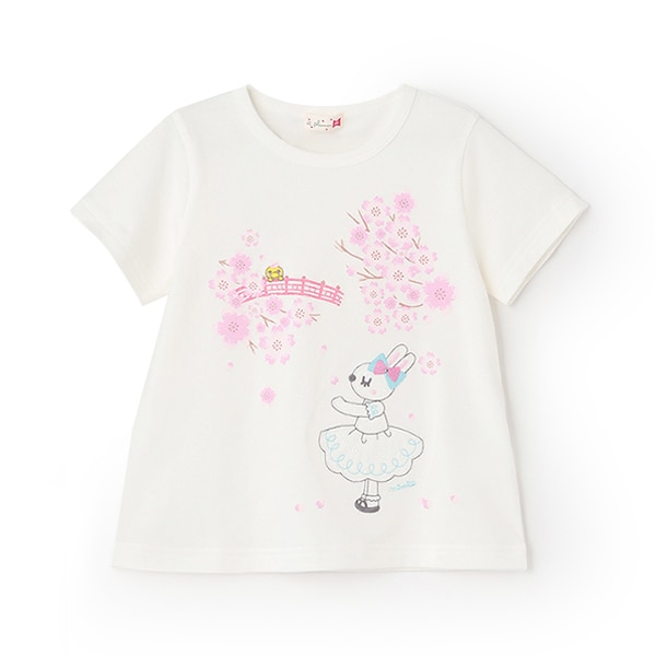 日本製/桜mimi半袖Tシャツ(100-160cm)