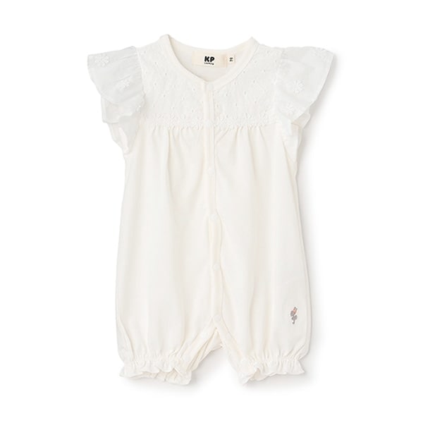 ローンフリル袖　天竺ロンパース