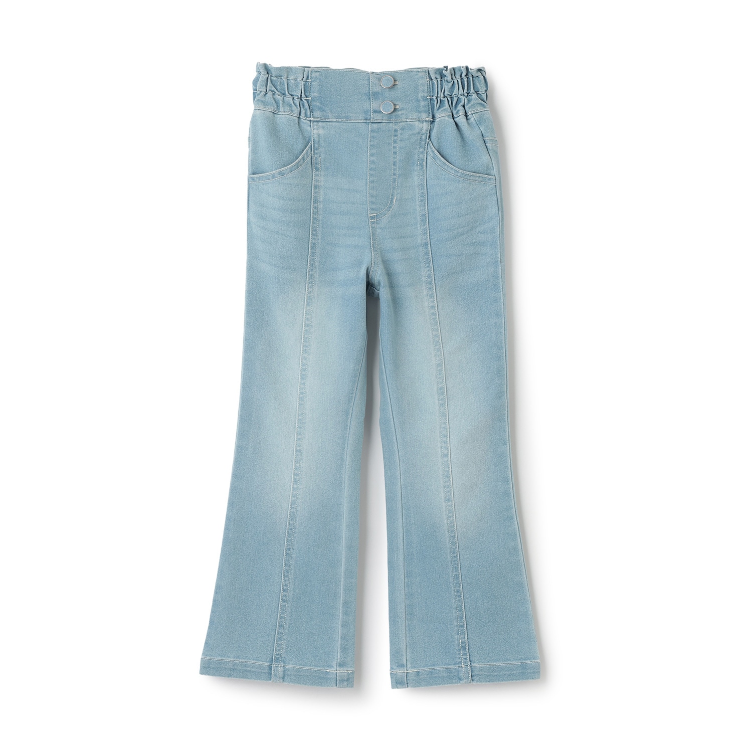ハイウェスト セミフレア ストレッチデニムパンツ