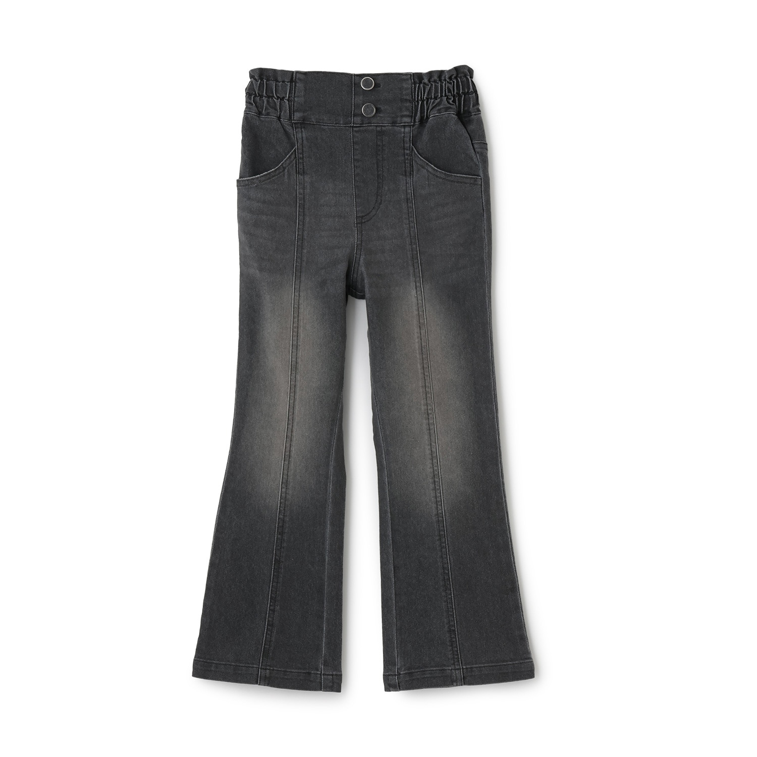 ハイウェスト セミフレア ストレッチデニムパンツ